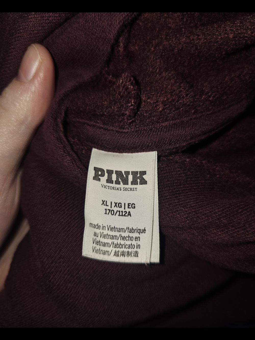 PINK Victoria's Secret Maroon Fleece Sweatshirt And Pants Matching Set Size XL - Picture 2 of 7